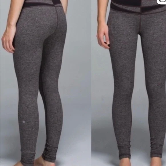 Lululemon Wunder Under Brown/Black/Grey Herringbone Leggings sz 10 - Picture 8 of 8